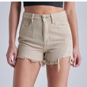 Hidden Los Angeles Finn Khaki Tan High Rise Distressed Frayed Shorts Size Large